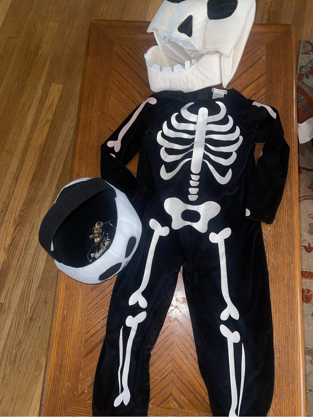 Pottery Barn Kids Black and White Skeleton Costume with Skull Mask